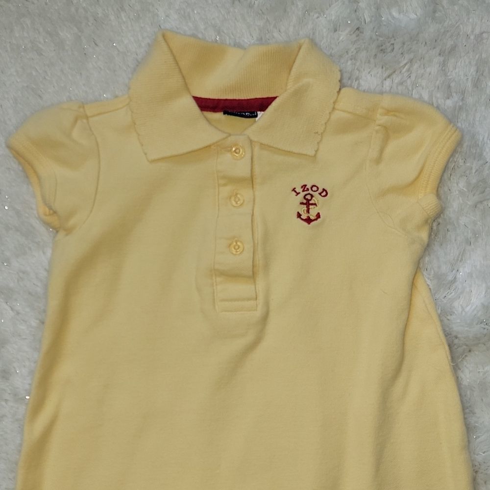 IZOD YELLOW 100% COTTON POLO STYLE ROMPER, SIZE 12 MONTHS